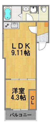 GRADUS福生II(1LDK/2階)の間取り写真