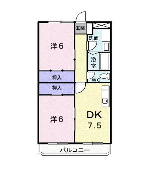 リアルエステート東原A(2DK/2階)の間取り写真