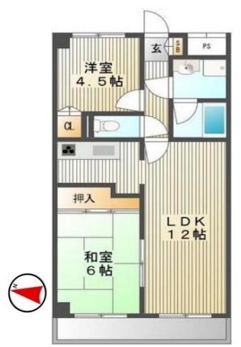 リバーサイド橋本(2LDK/4階)の間取り写真