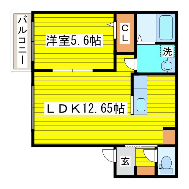 サンライズHTMII(1LDK/2階)の間取り写真