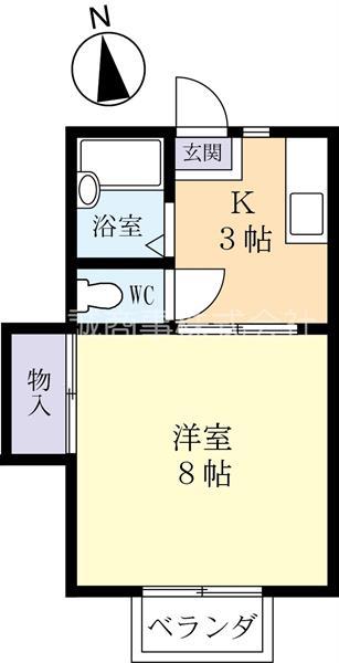 姫子ハイツ(1K/2階)の間取り写真