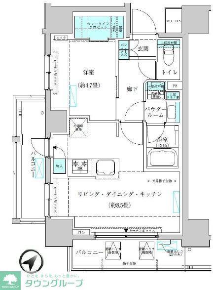ヴィークブライト蔵前(1LDK/11階)の間取り写真
