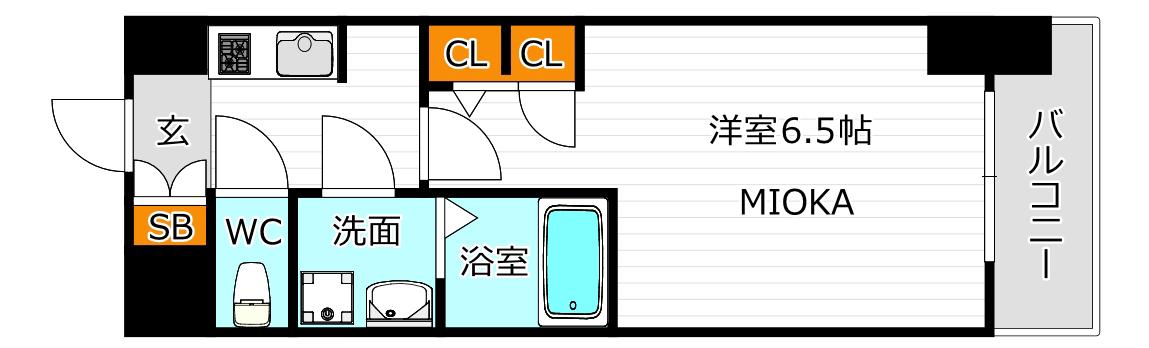 ES-GRANDE長居パークフロント(1K/12階)の間取り写真