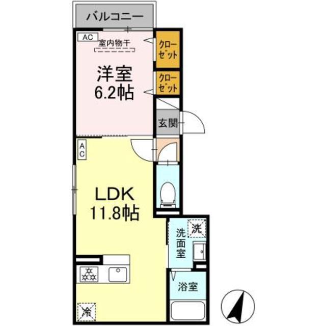 メゾン・ド・クレマ(1LDK/2階)の間取り写真