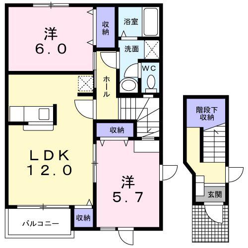 GOOD IMPRESS A(2LDK/2階)の間取り写真
