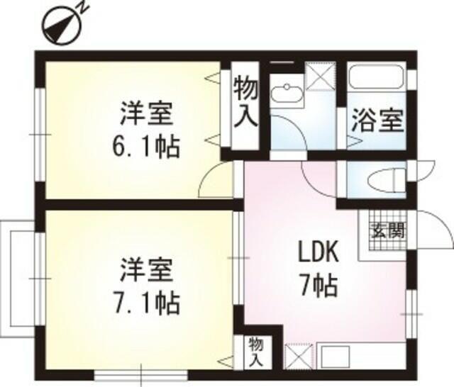 ラポールハイツ(2DK/1階)の間取り写真