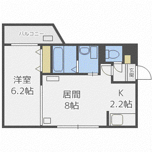 セルバテール南6条(1LDK/1階)の間取り写真