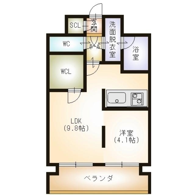 オクト川端町(1LDK/5階)の間取り写真