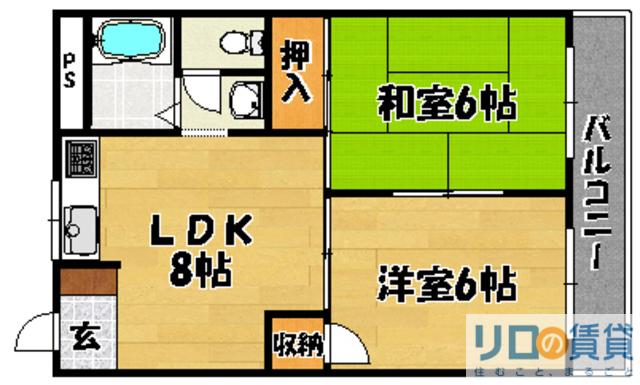 第2淀川ビル(2LDK/4階)の間取り写真