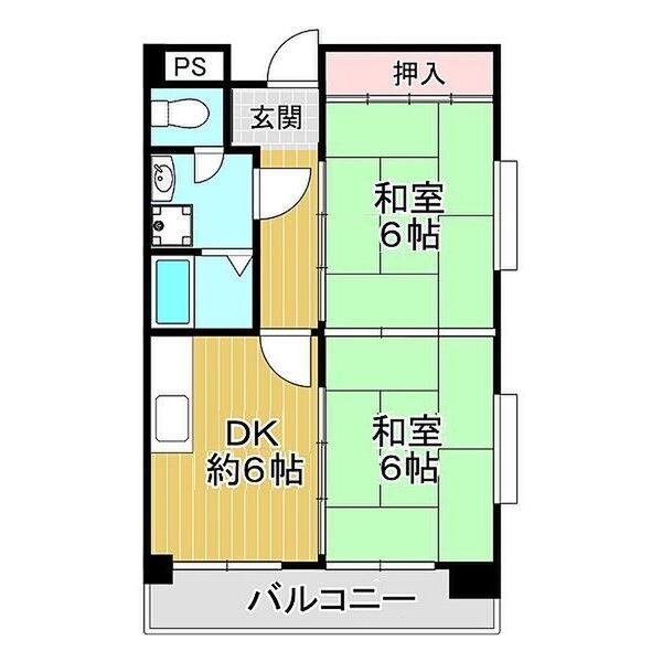 五百石マンション(2DK/3階)の間取り写真