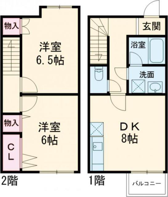 クエストN B(2DK/1階)の間取り写真