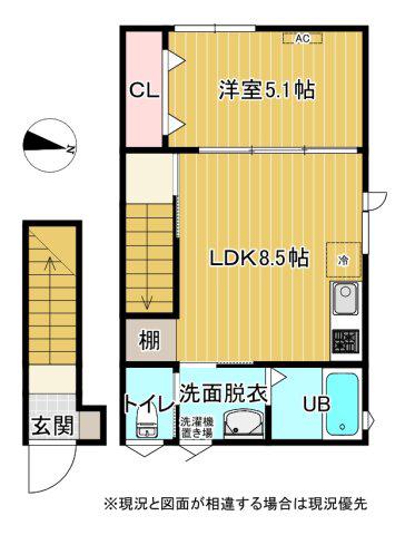 フィラーレ富の原B棟(1LDK/2階)の間取り写真