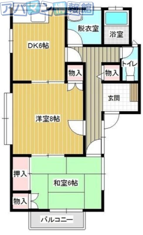 梨本ハイランドD棟(2DK/1階)の間取り写真
