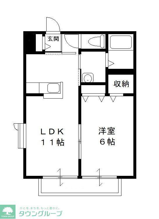グリーンルーフ(1LDK/1階)の間取り写真