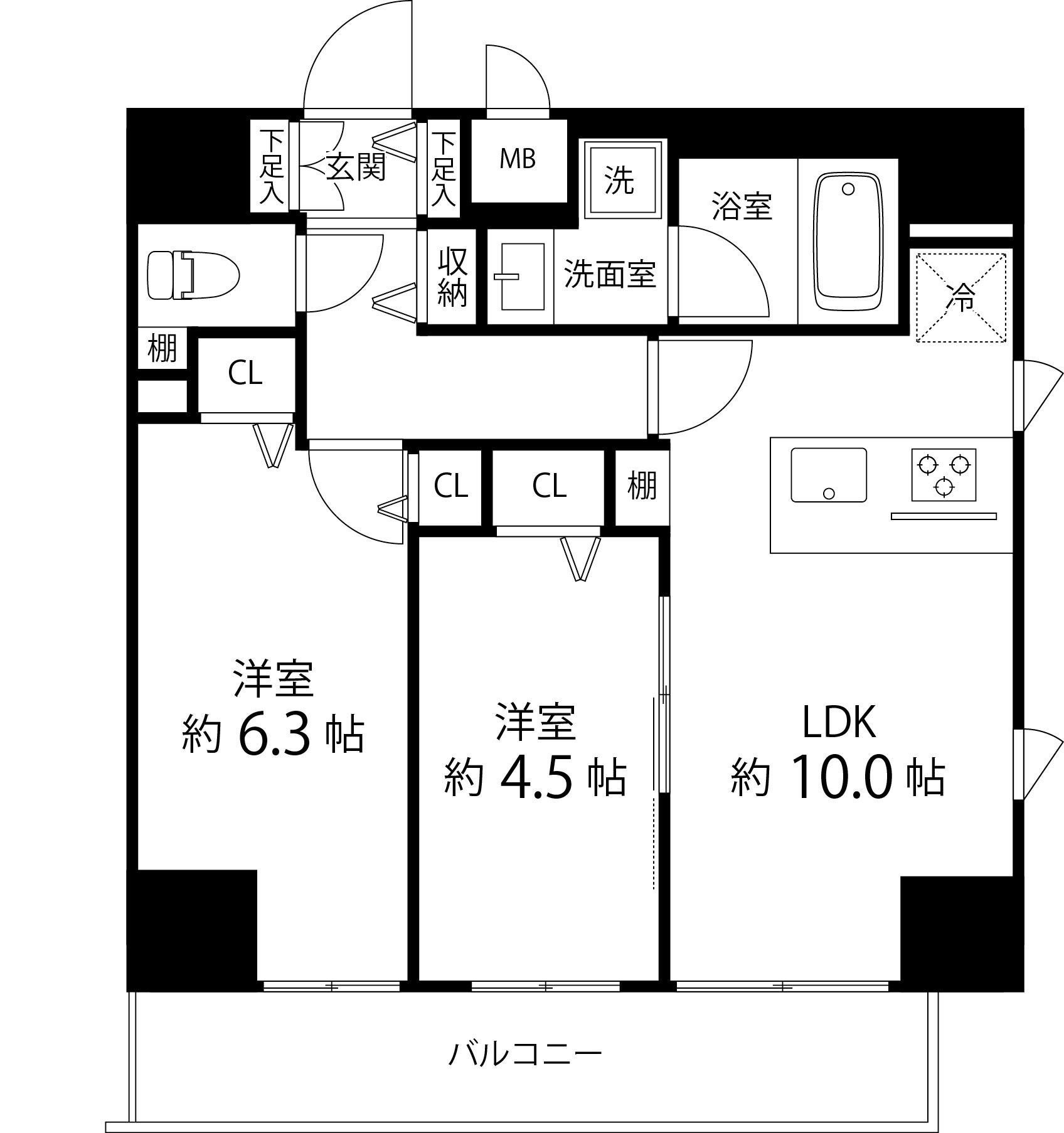 SAION町屋(2LDK/12階)の間取り写真