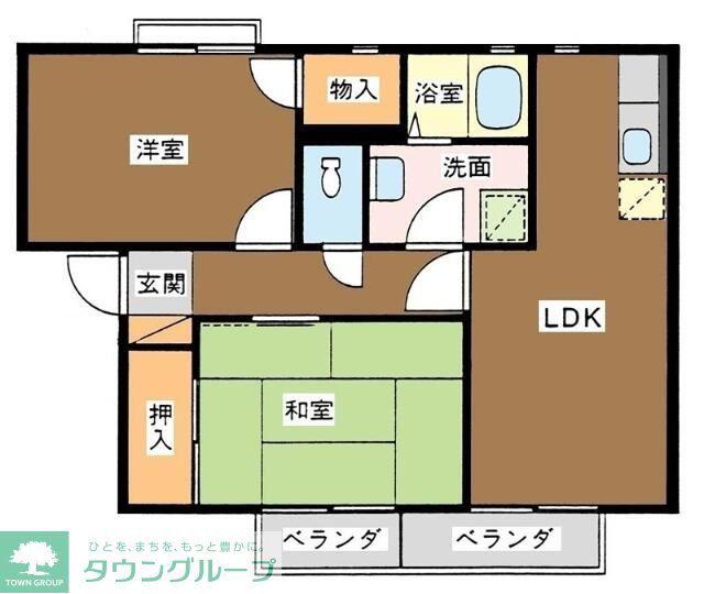 カーサ・ビアンカ1(2LDK/2階)の間取り写真