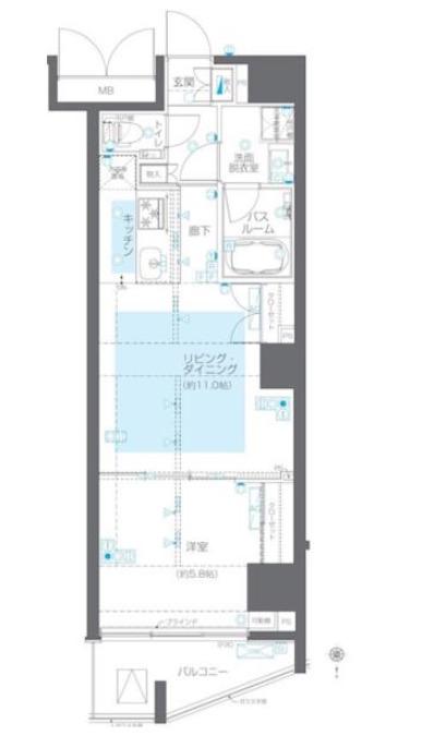 ZOOM目黒かむろ坂(1LDK/6階)の間取り写真