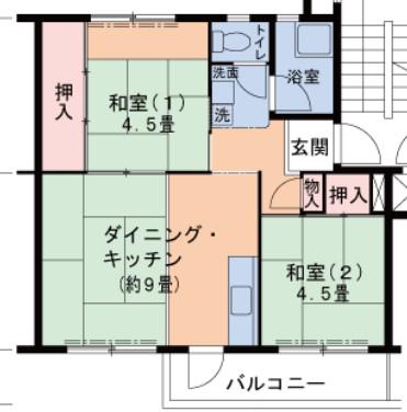 UR春木(2DK/3階)の間取り写真