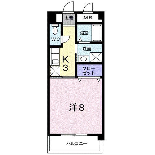 プリムローズ麻里布(1K/1階)の間取り写真