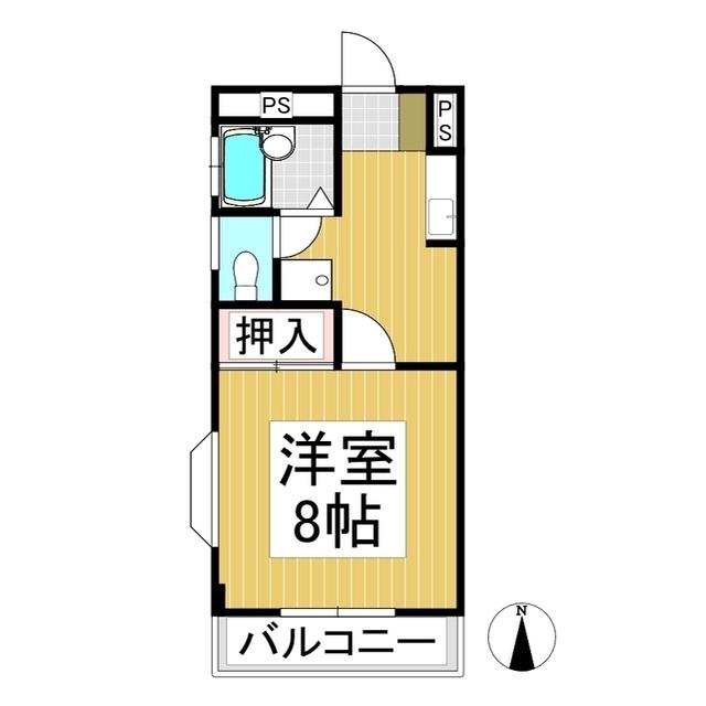 サンフラワーB棟(1K/1階)の間取り写真