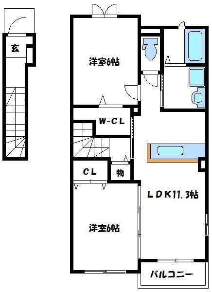 エスパシオ・III(2LDK/2階)の間取り写真