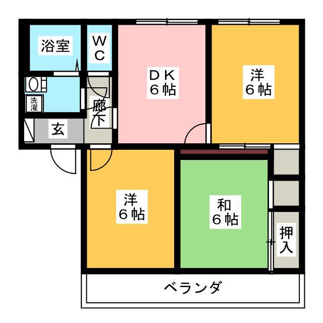 ディアス・モア(3DK/1階)の間取り写真