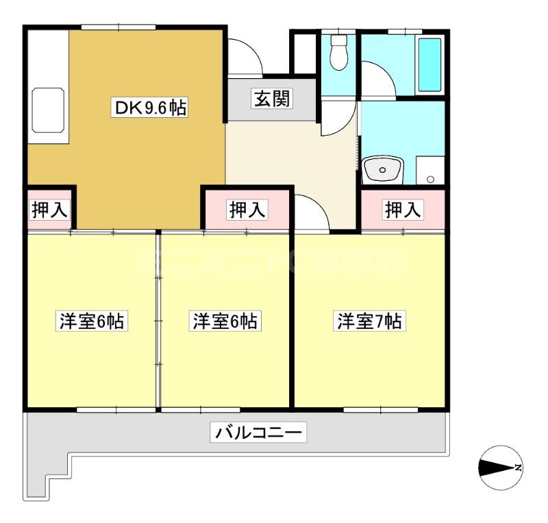 ニューエバ-グリーン(3DK/1階)の間取り写真
