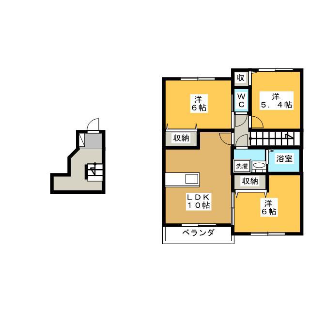 ベル アンジュ B(3LDK/2階)の間取り写真