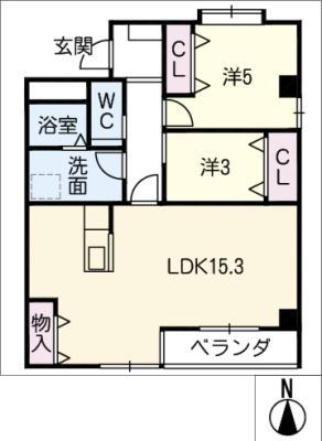 メゾンドールYASUDA(2LDK/1階)の間取り写真