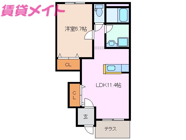 エクセルハイツ(1LDK/1階)の間取り写真