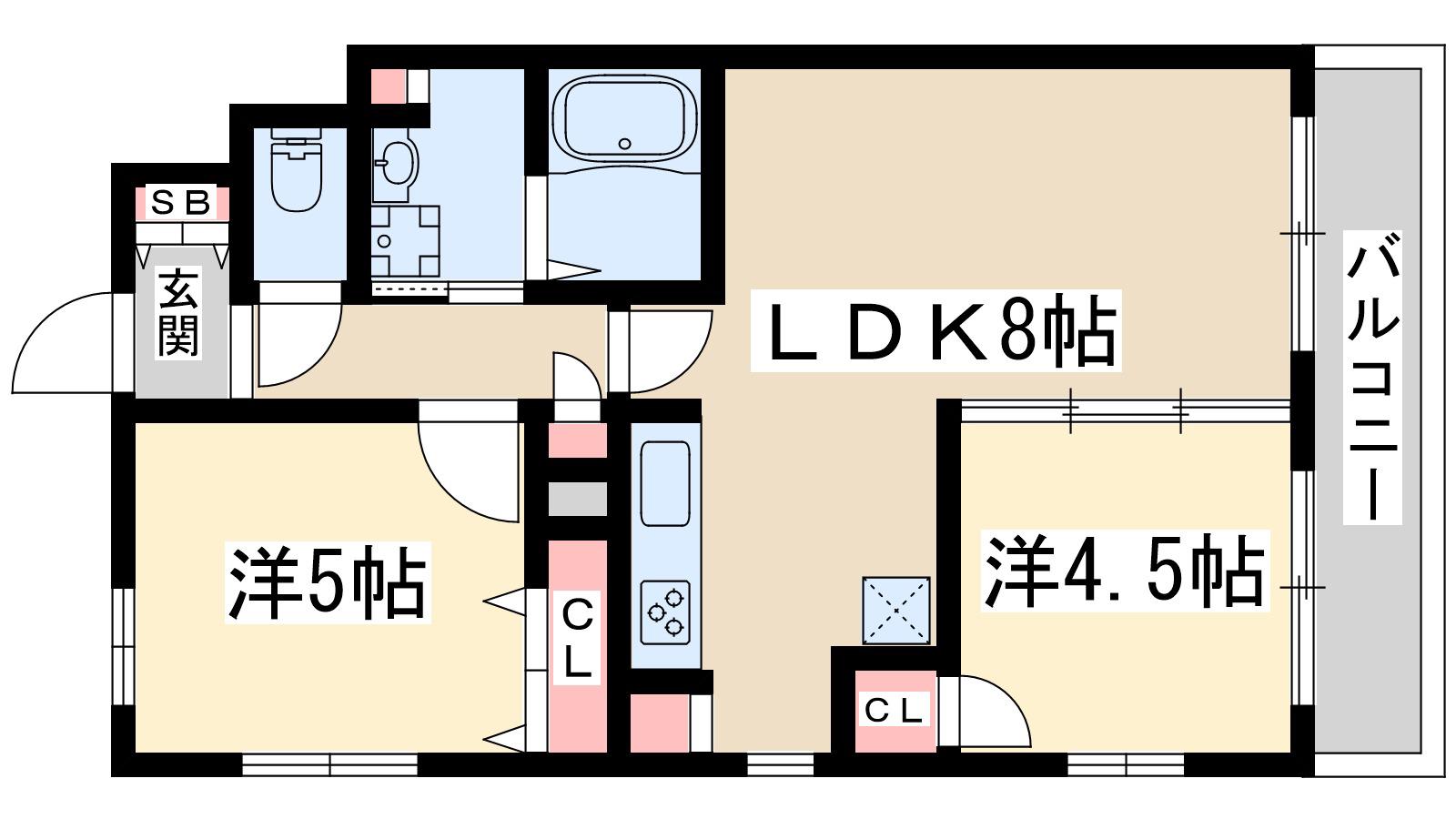 フェリシア江坂(2LDK/6階)の間取り写真