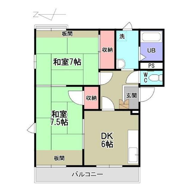 サンハイム(2DK/2階)の間取り写真