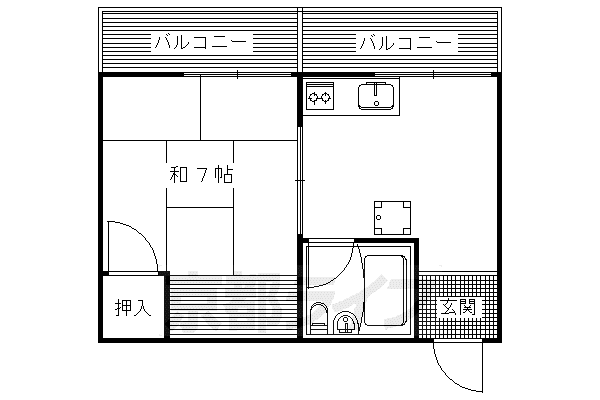 ハイツ修学院(1DK/2階)の間取り写真
