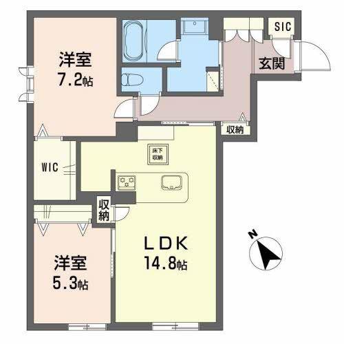 シャーメゾンプレミア椿(2LDK/1階)の間取り写真
