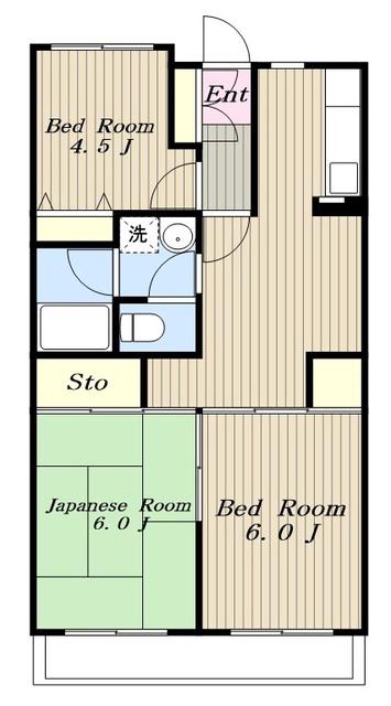 サンヒルマンション(3DK/1階)の間取り写真