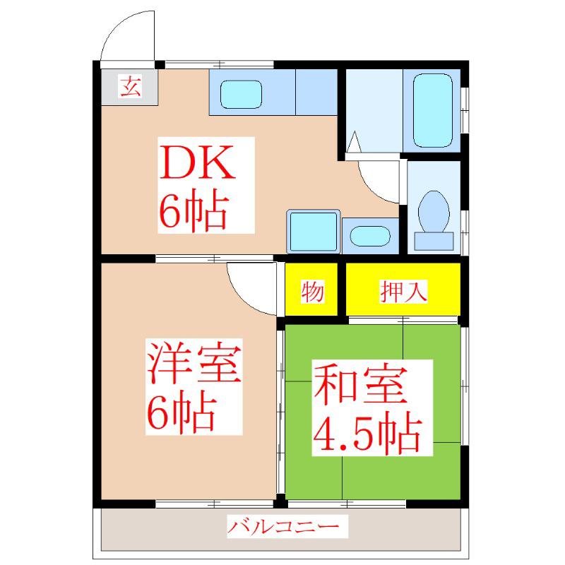 コーポTOMO(2DK/2階)の間取り写真