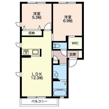 クランツ鎌倉(2LDK/1階)の間取り写真