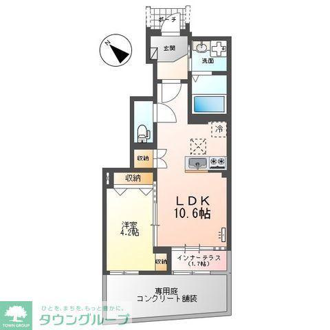 ソラーレ(1LDK/1階)の間取り写真