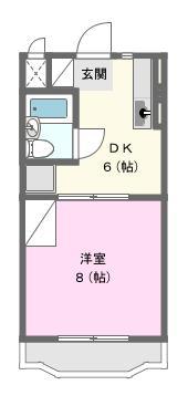 リバティII(1DK/3階)の間取り写真