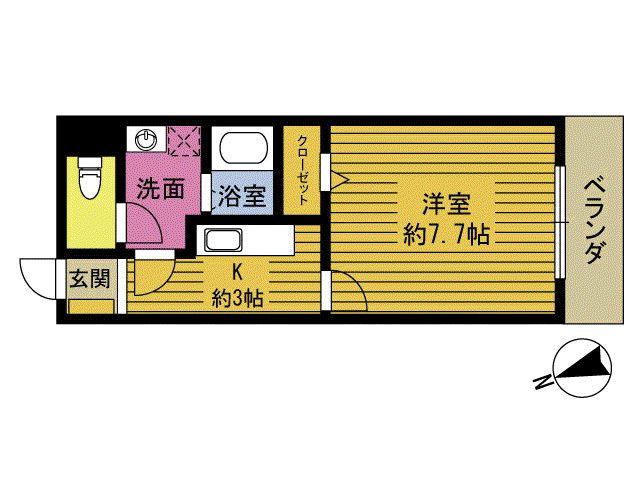 エクレール北浜E(1K/2階)の間取り写真