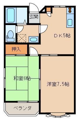 第1サンライズイトーB棟(2DK/2階)の間取り写真