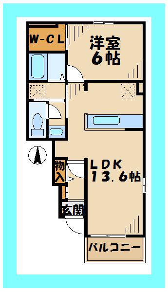 カーサウィンベル5(1LDK/1階)の間取り写真