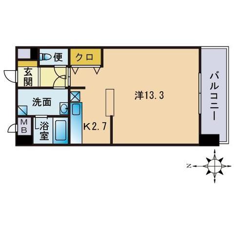 アミューゼ南高宮(1K/9階)の間取り写真
