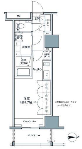 パークハビオ東中野(ワンルーム/8階)の間取り写真
