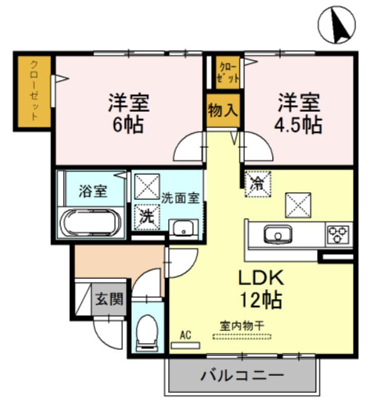 リーオ・コレージュ(2LDK/1階)の間取り写真