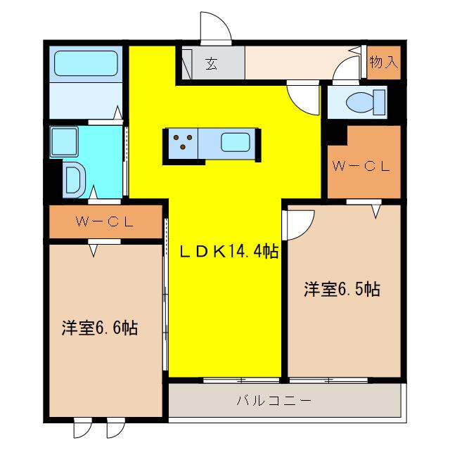 レフィーノティエラ(2LDK/1階)の間取り写真