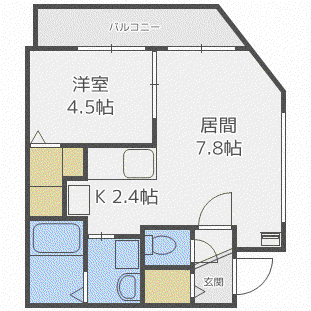 ルナポーザ(1LDK/4階)の間取り写真