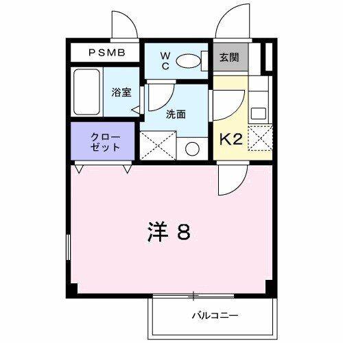 ボヌールII(1K/1階)の間取り写真