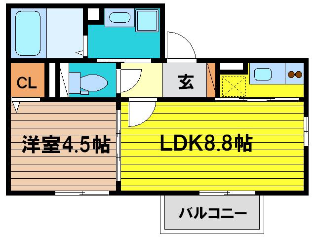 ウィットヒメサト(1LDK/1階)の間取り写真