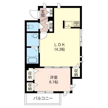 橋爪二ビル(1LDK/3階)の間取り写真